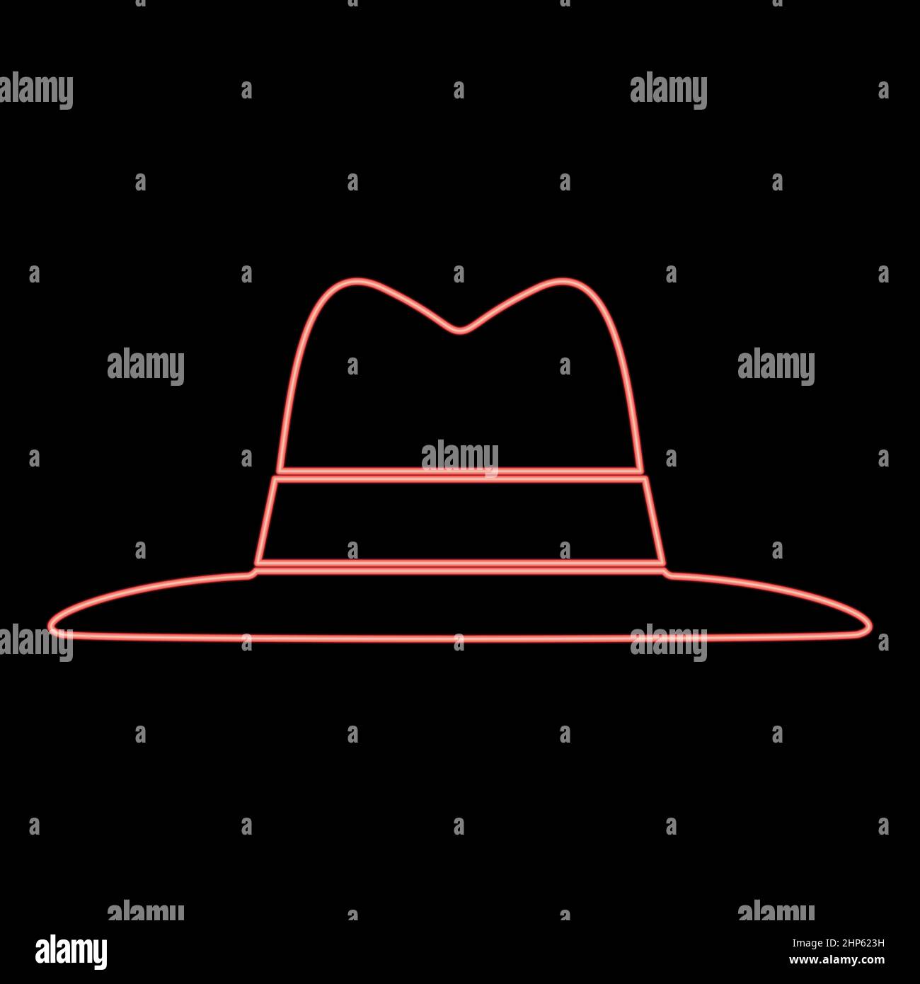Neon hat red color vector illustration flat style image Stock Vector