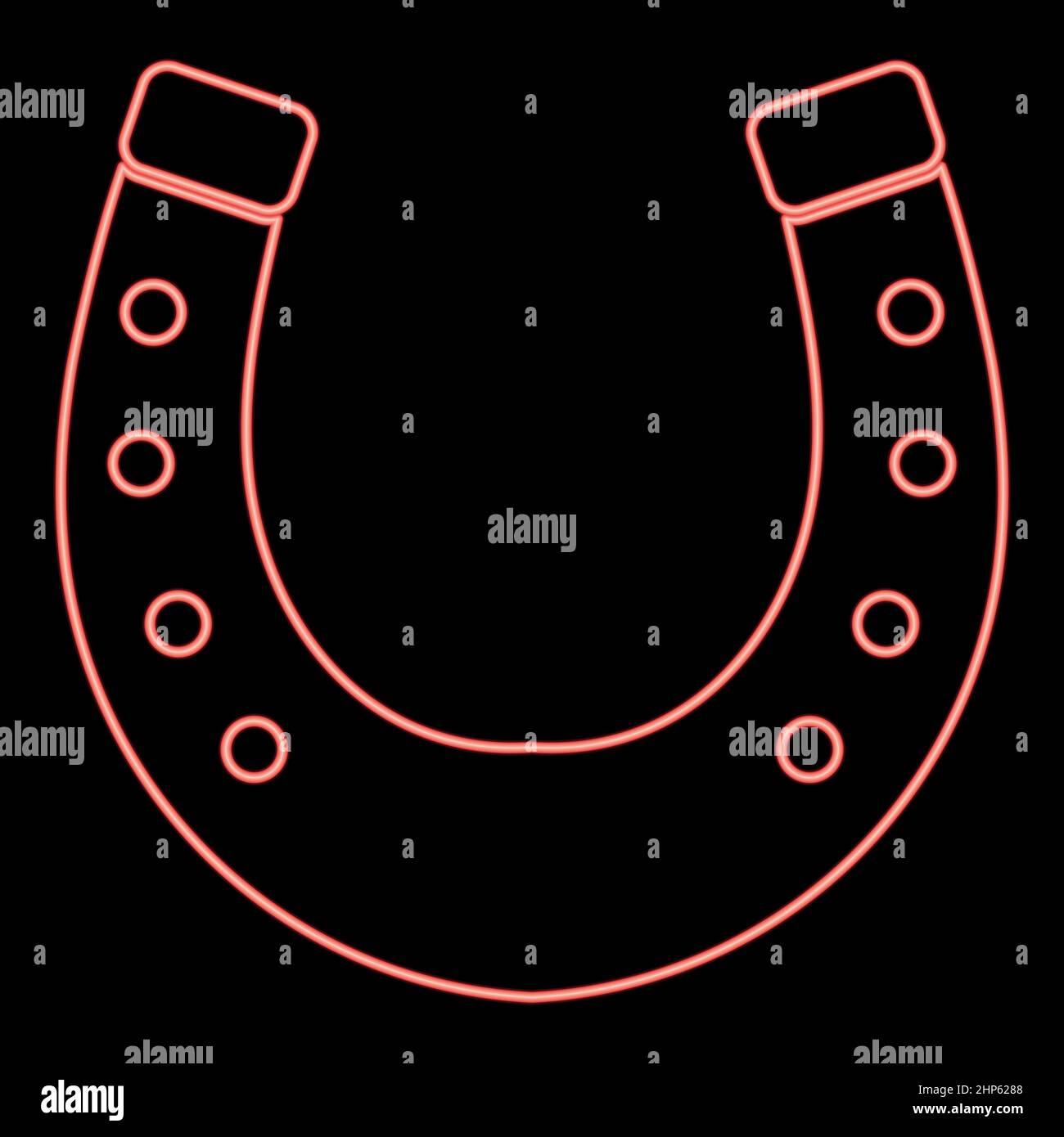 Neon horseshoe red color vector illustration flat style image Stock Vector