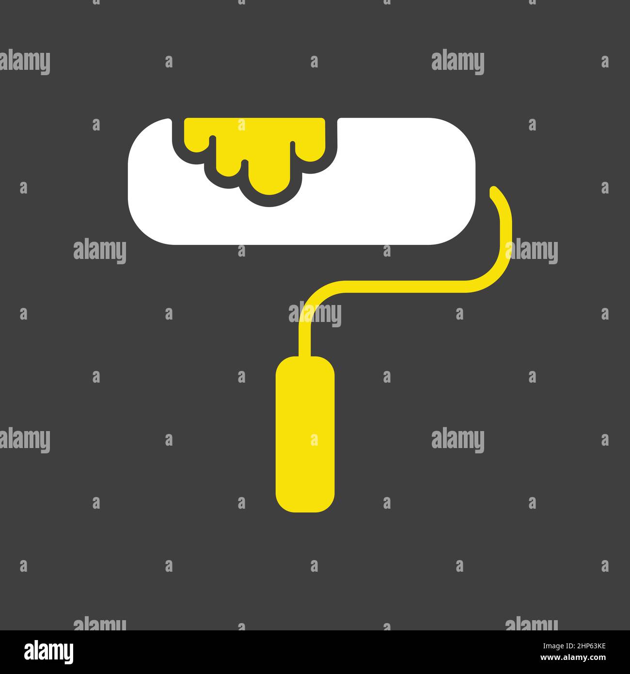 Paint Roller vector flat icon on dark background. Construction, repair Stock Vector