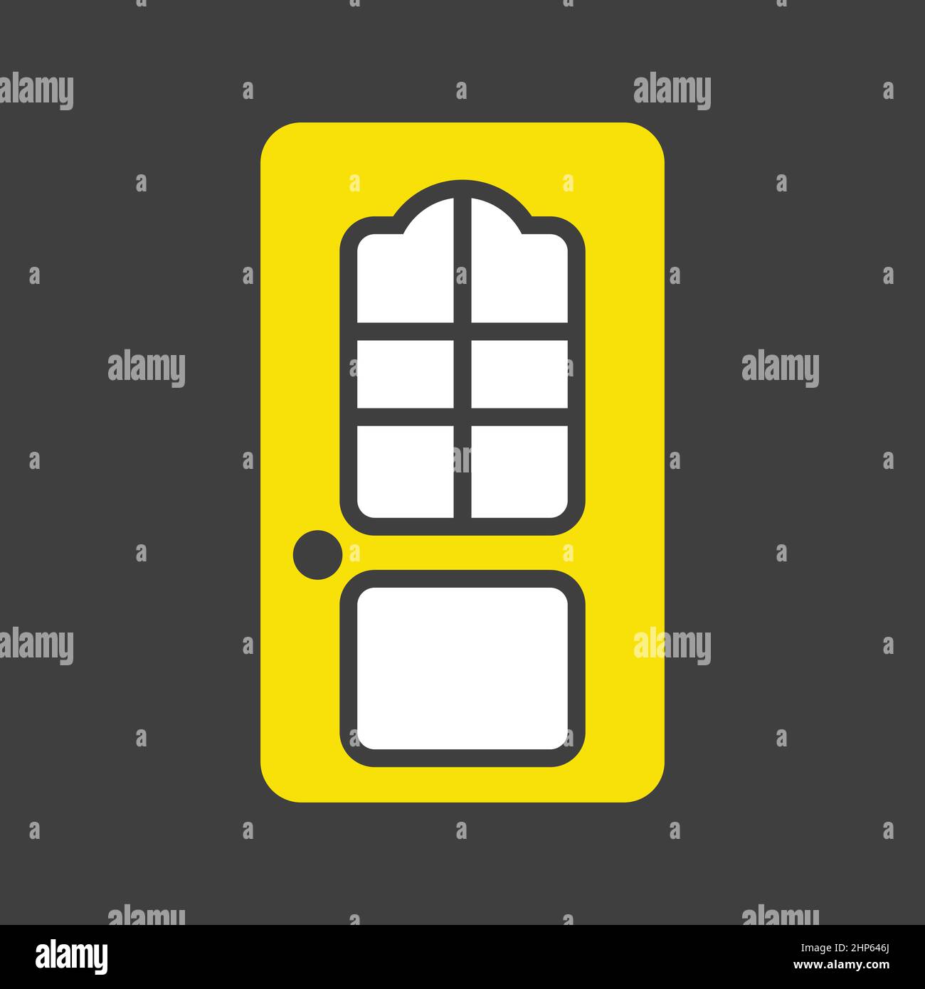Interroom door vector flat icon on dark background. Construction, repair Stock Vector