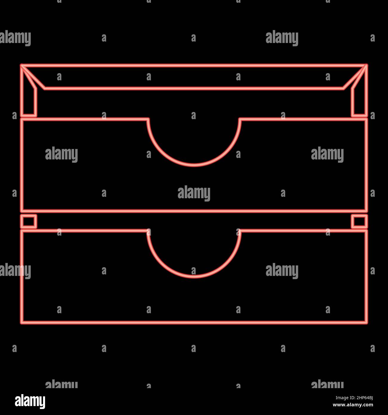 Neon two stationary paper tray red color vector illustration flat style
