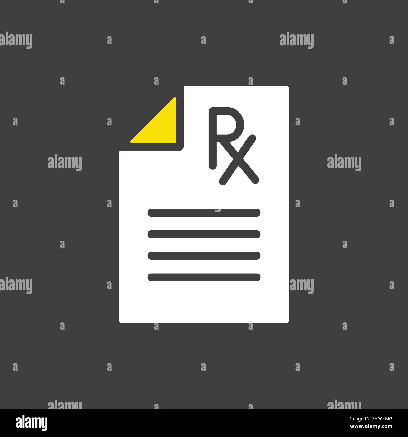 Medical prescription Rx vector icon on dark background. Medical sign Stock Vector