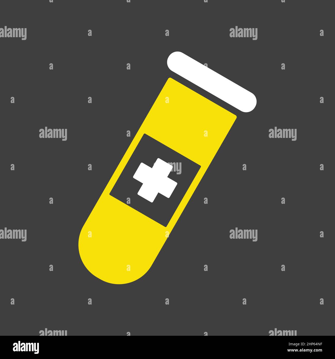 Flask with medical cross vector icon on dark background Stock Vector