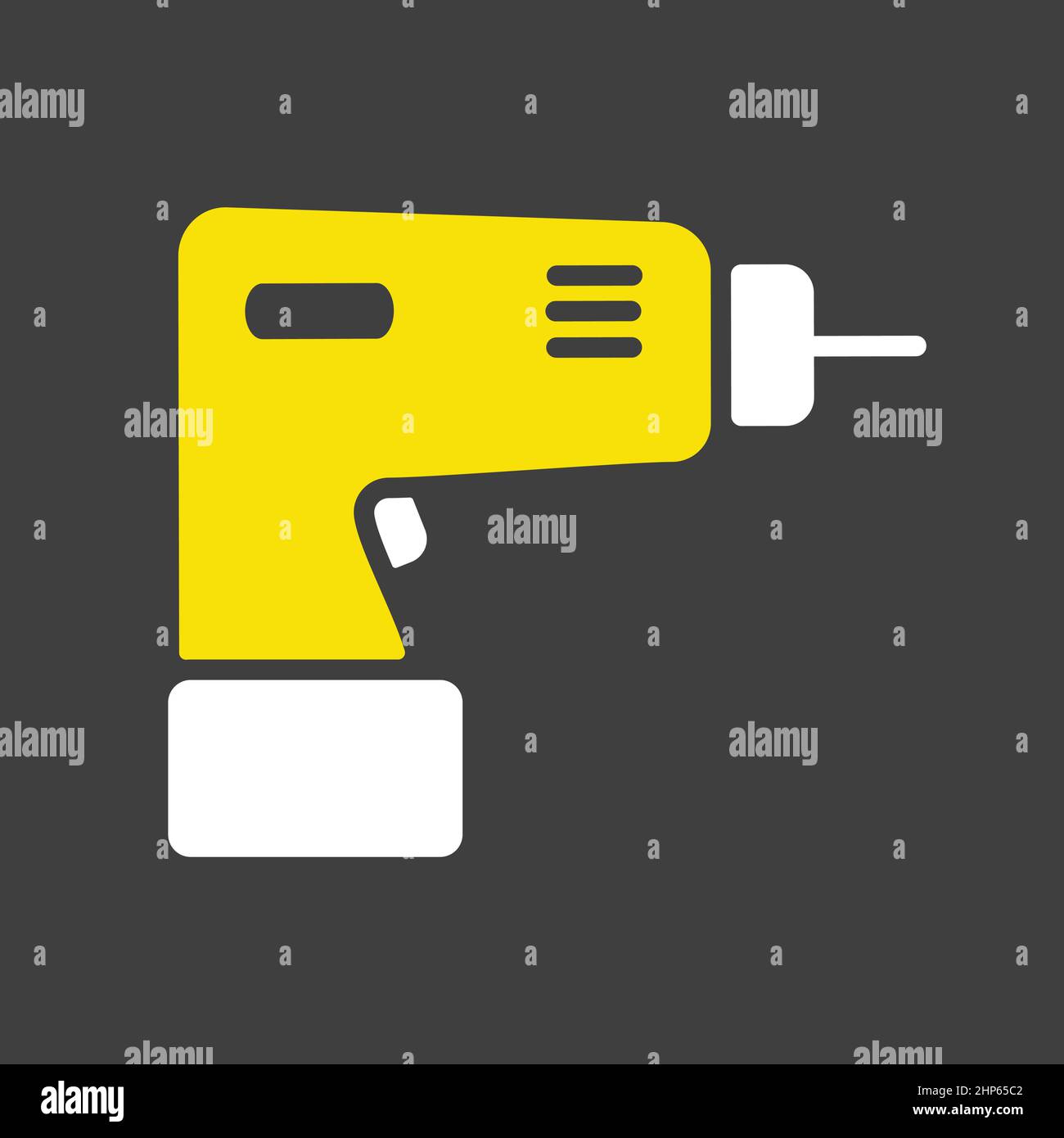Electric screwdriver vector flat icon on dark background. Construction, repair Stock Vector