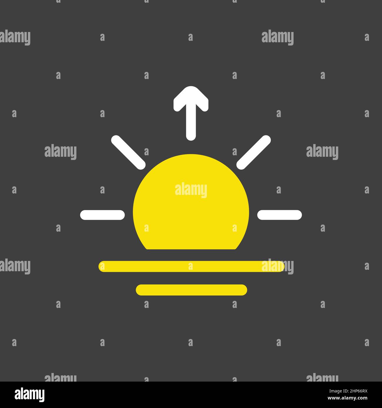 Sunrise vector isolated flat icon on dark background. Weather sign ...