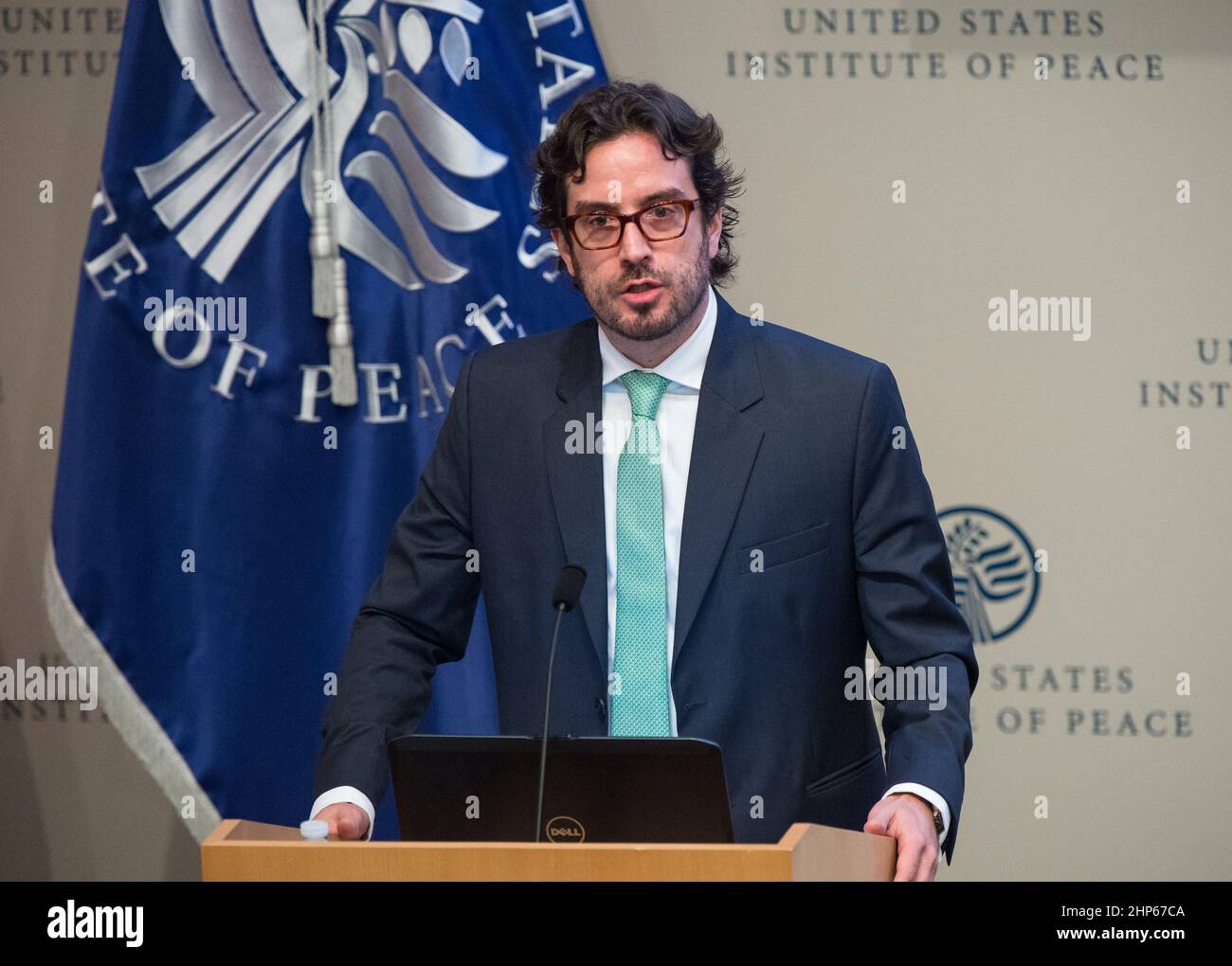 Dr. Pablo Vieira, Vice-Minister of Environment, Republic of Colombia,  speaking on Tuesday, June 9, 2015 at the U.S. Institute of Peace in Washington, DC. Stock Photo