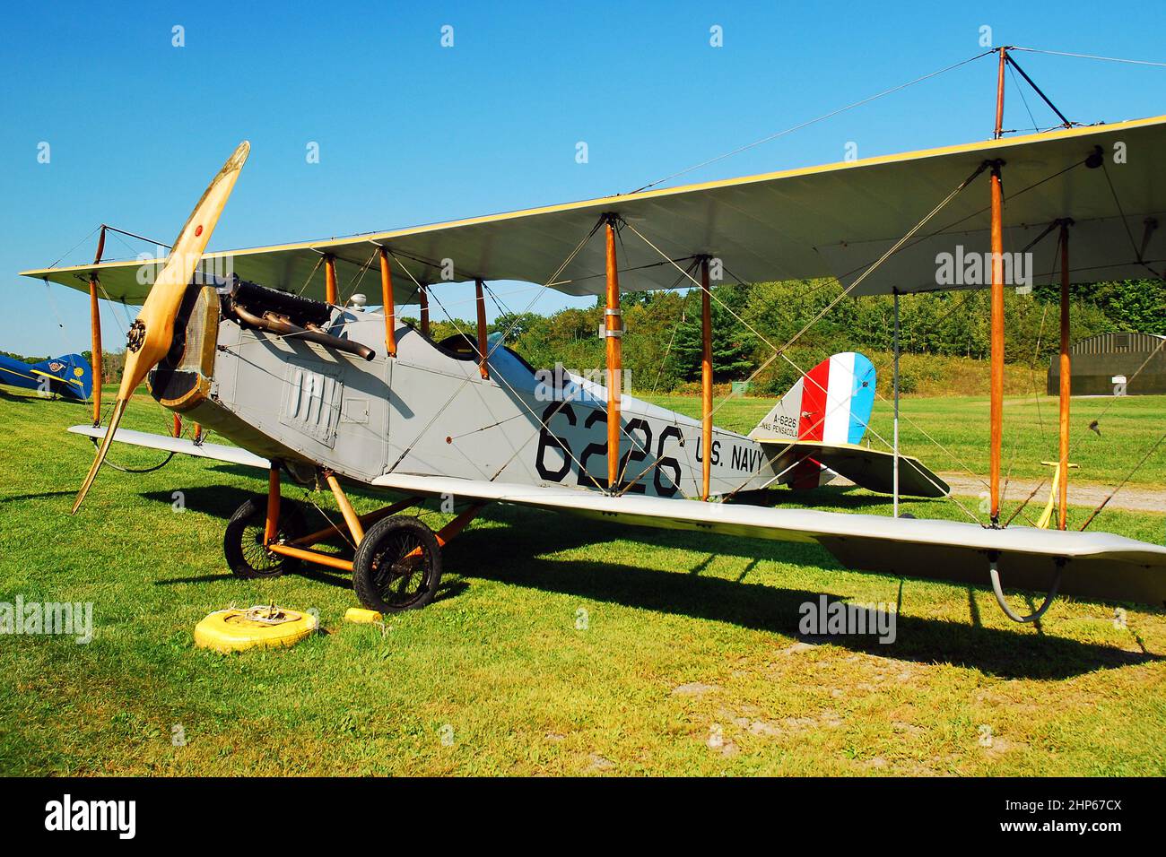 A Curtiss JN 4H 1 is on display at the Rhinebeck Aerodrome Stock Photo