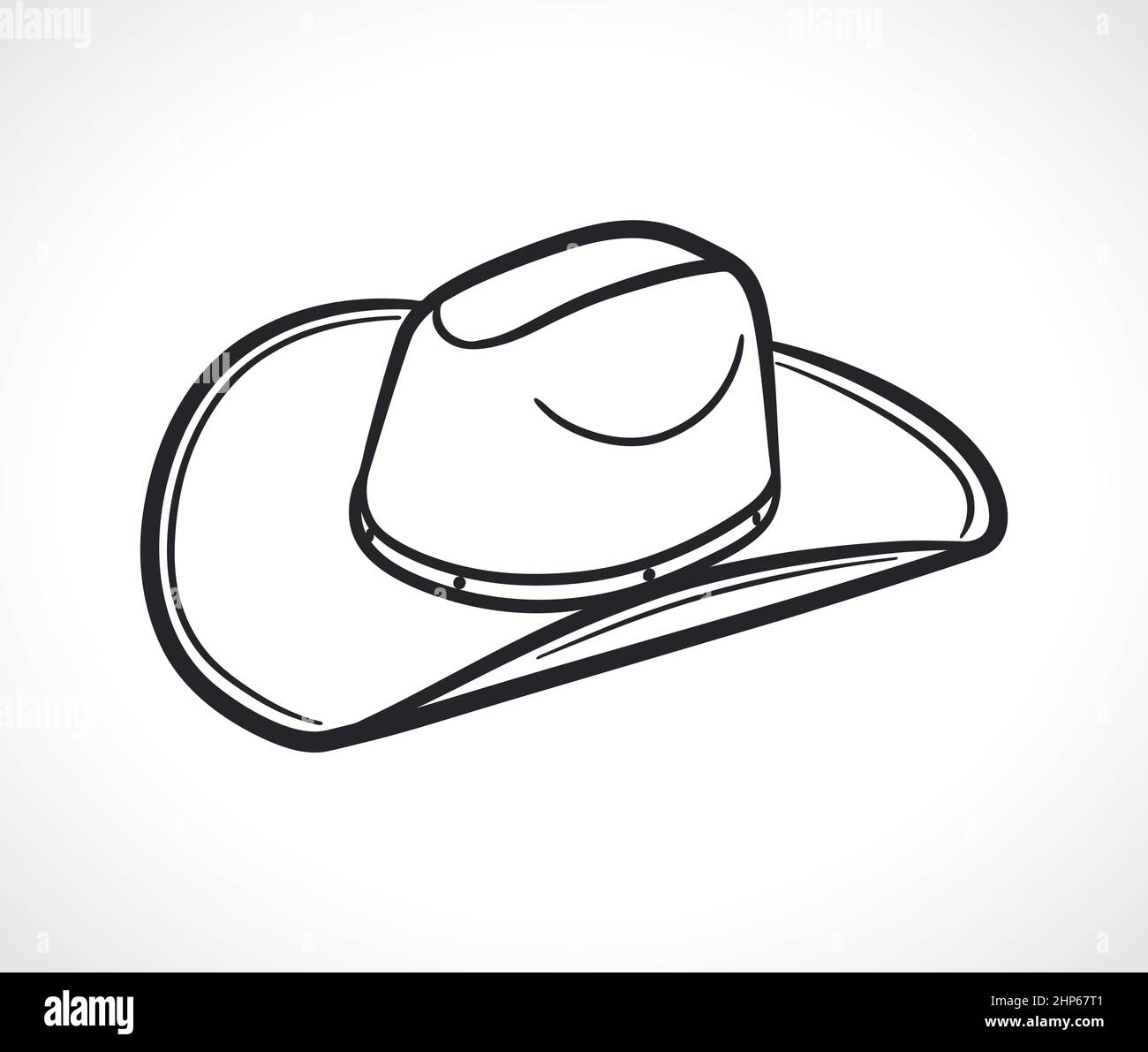 cowboy hat black and white Stock Vector