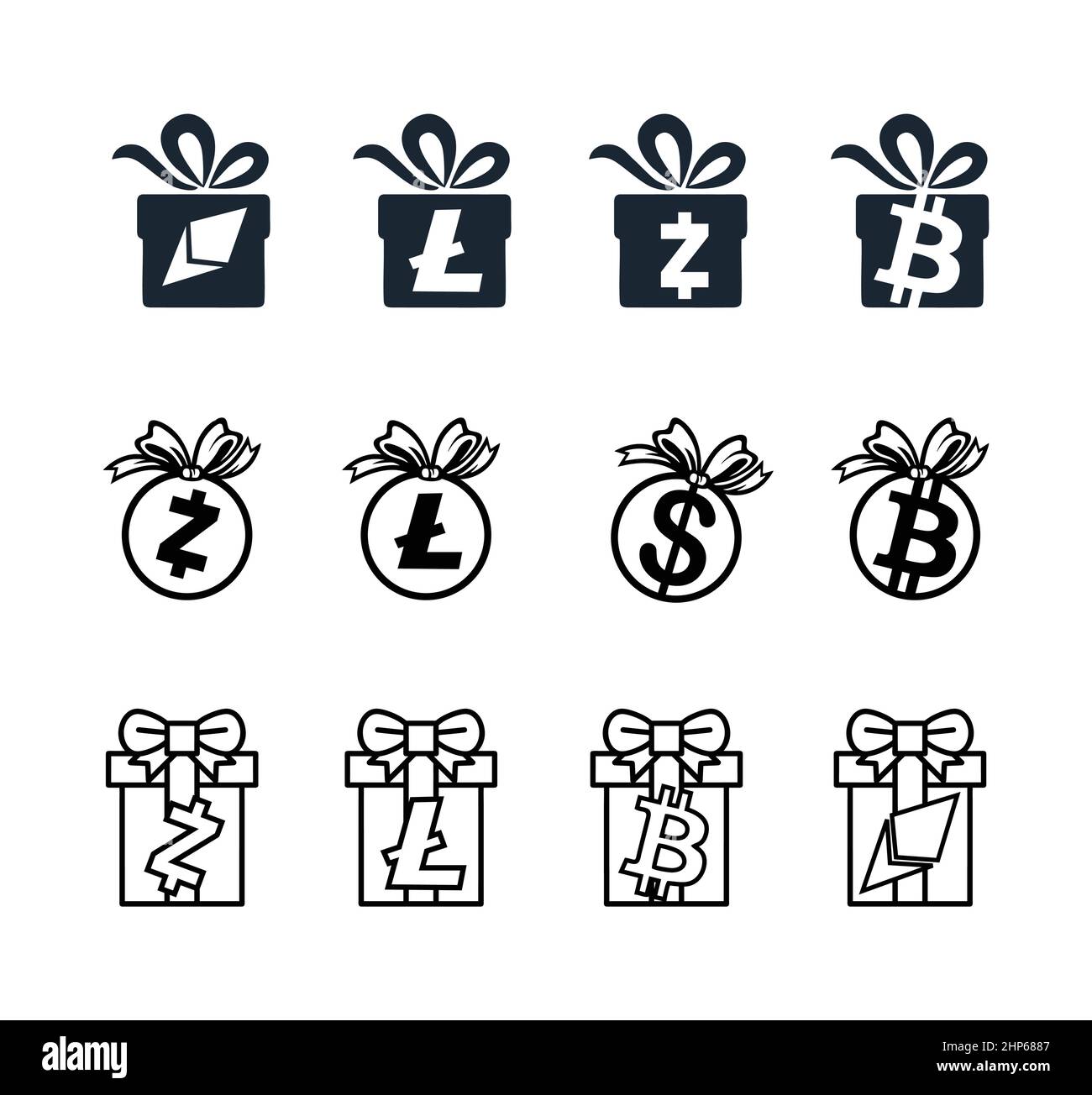 Cryptocurrency Surprise Gift Box Vector Sign Stock Vector