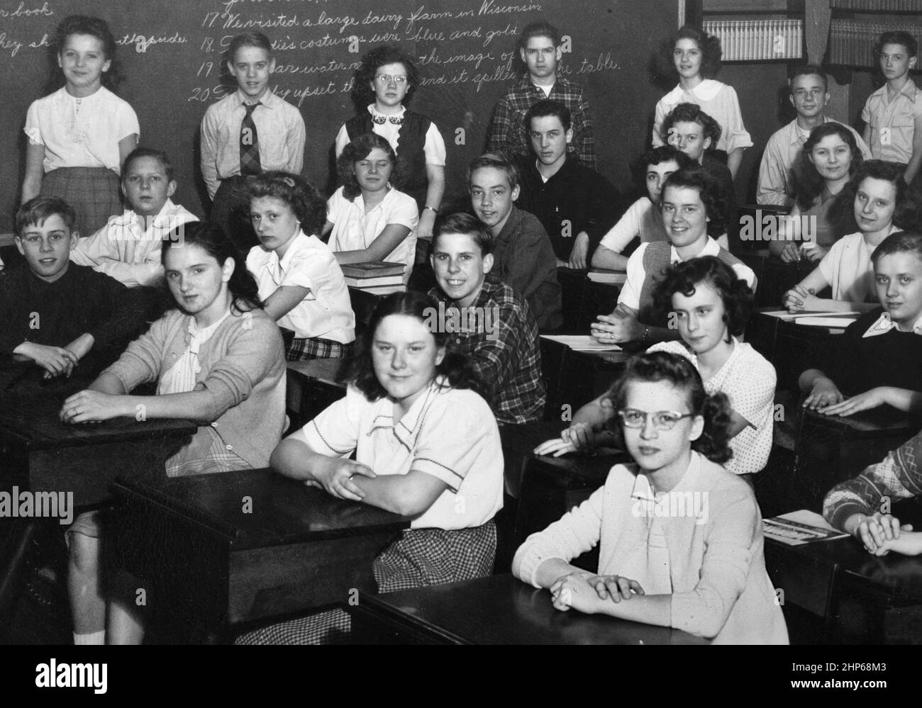 Classroom of junior high / middle school students, ca. 1945. Stock Photo