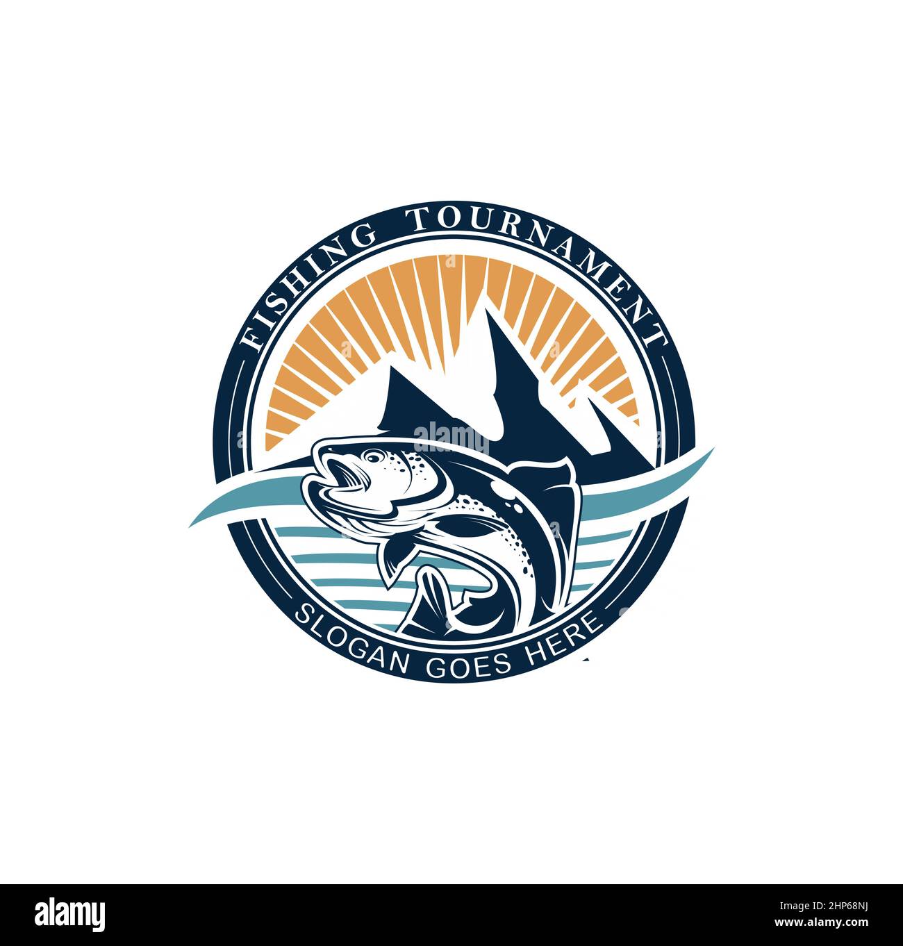 Fishing tournament emblem template vector logo Stock Vector