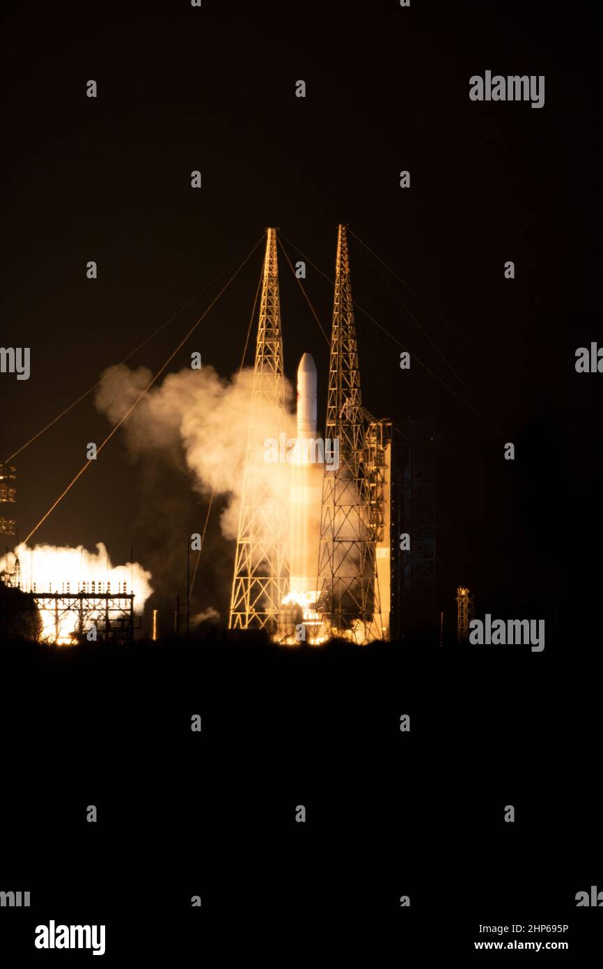 At Cape Canaveral Air Force Station's Space Launch Complex 37, the Delta IV Heavy rocket with NASA's Parker Solar Probe, lifts off at 3:31 a.m. EDT on Sunday, Aug. 12, 2018. The spacecraft was built by Applied Physics Laboratory of Johns Hopkins University in Laurel, Maryland. The mission will perform the closest-ever observations of a star when it travels through the Sun's atmosphere, called the corona. The probe will rely on measurements and imaging to revolutionize our understanding of the corona and the Sun-Earth connection. Stock Photo
