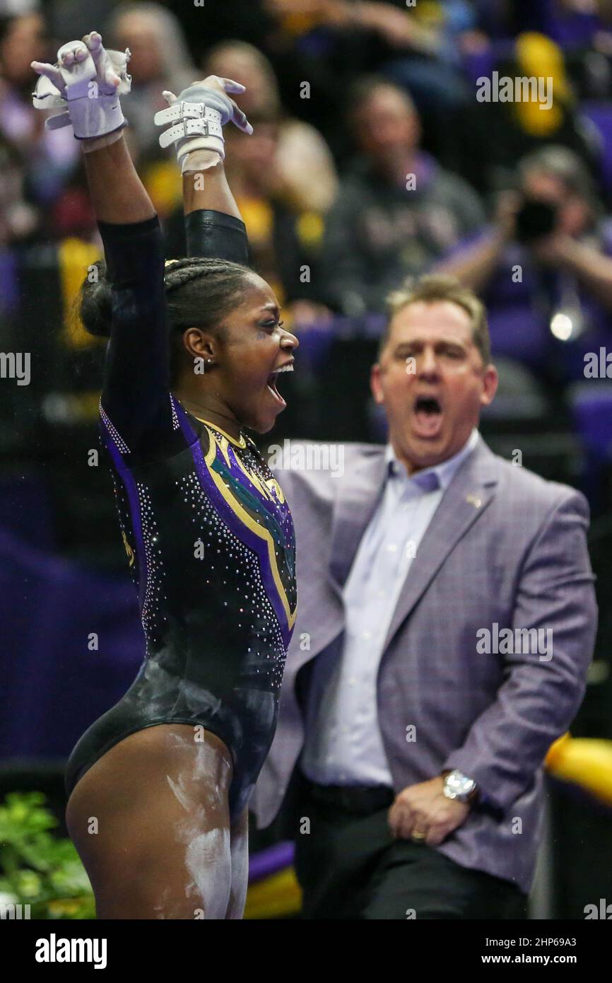 Baton Rouge, LA, USA. 18th Feb, 2022. LSU's Kiya Johnson lands her