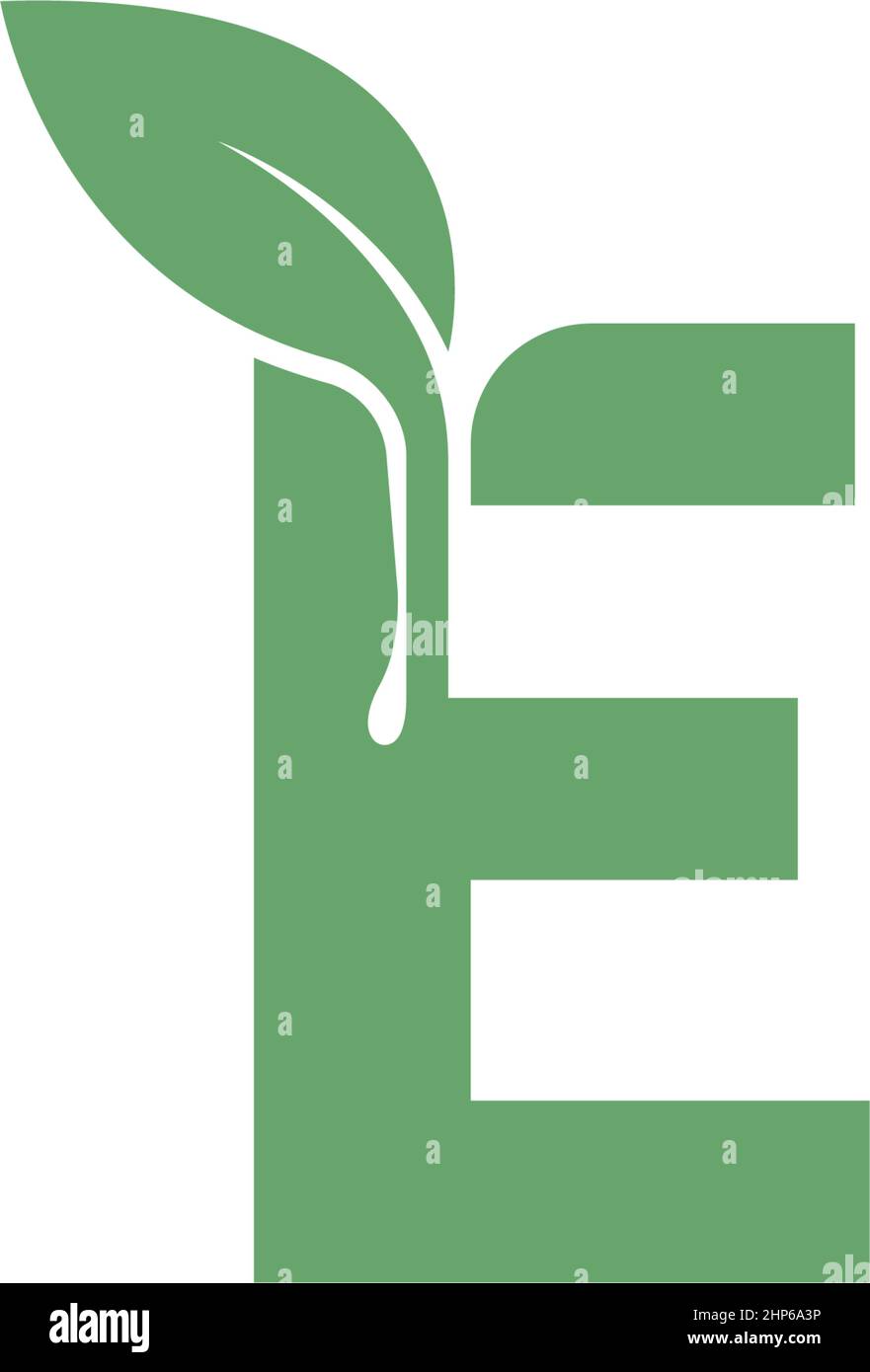 Letter E icon leaf design concept template Stock Vector