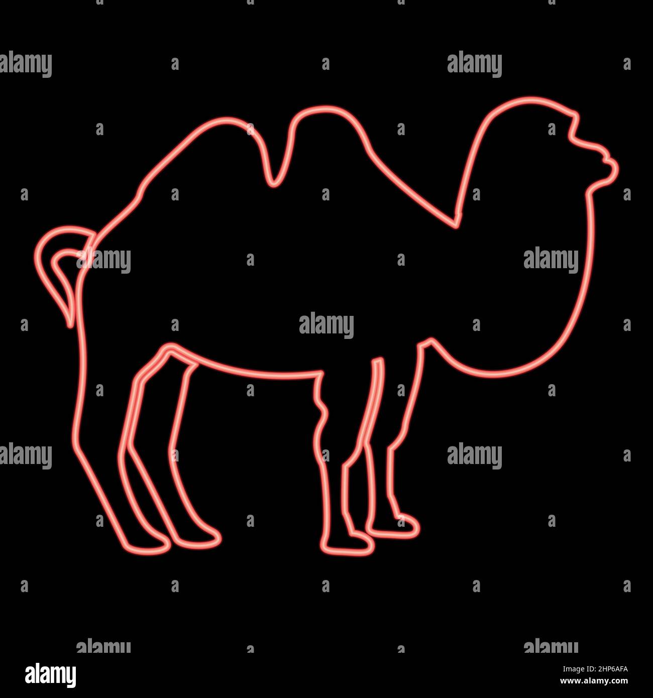 Neon camel red color vector illustration flat style image Stock Vector