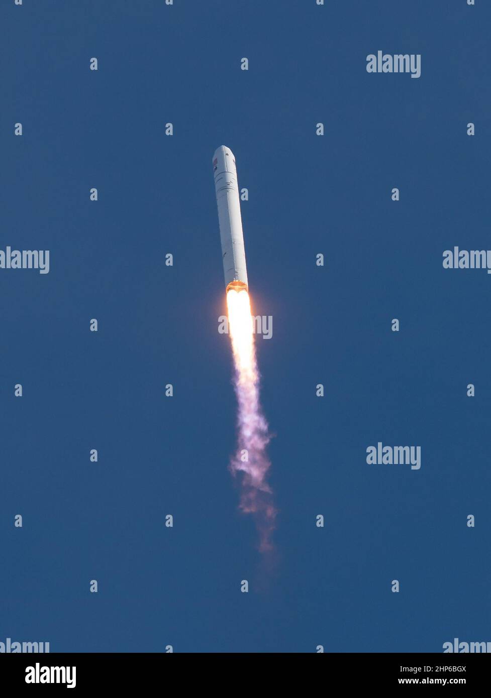 The Northrop Grumman Antares rocket, with Cygnus resupply spacecraft onboard, launches from Pad-0A, Saturday, Feb. 15, 2020 at NASA's Wallops Flight Facility in Virginia. Northrop Grumman's 13th contracted cargo resupply mission for NASA to the International Space Station will deliver more than 7,500 pounds of science and research, crew supplies and vehicle hardware to the orbital laboratory and its crew. Stock Photo
