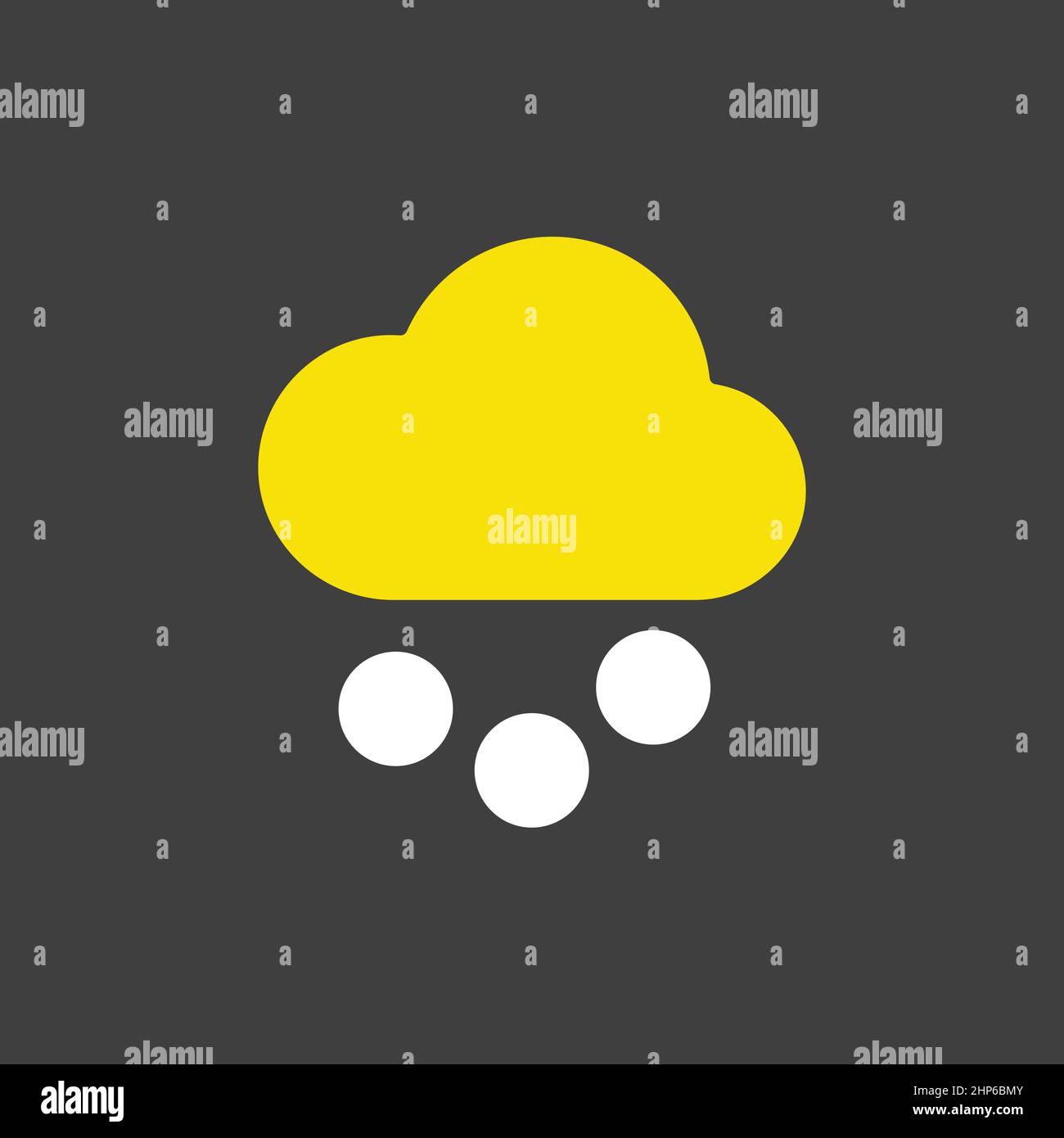 Cloud with snow grain vector icon on dark background. Weather sign ...