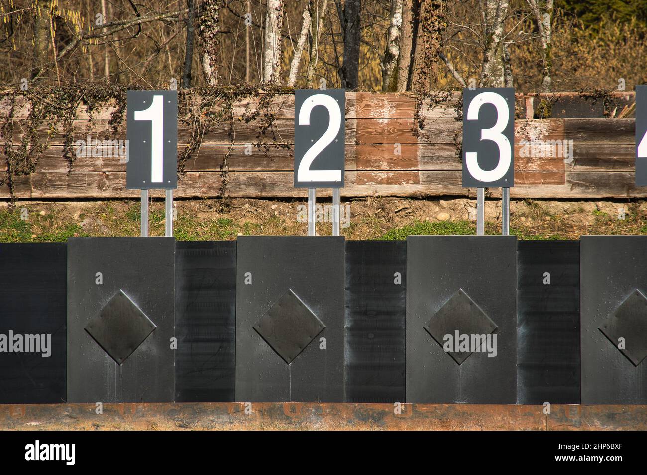 Closeup shot of plates with numbers in Malters, Switzerland Stock Photo