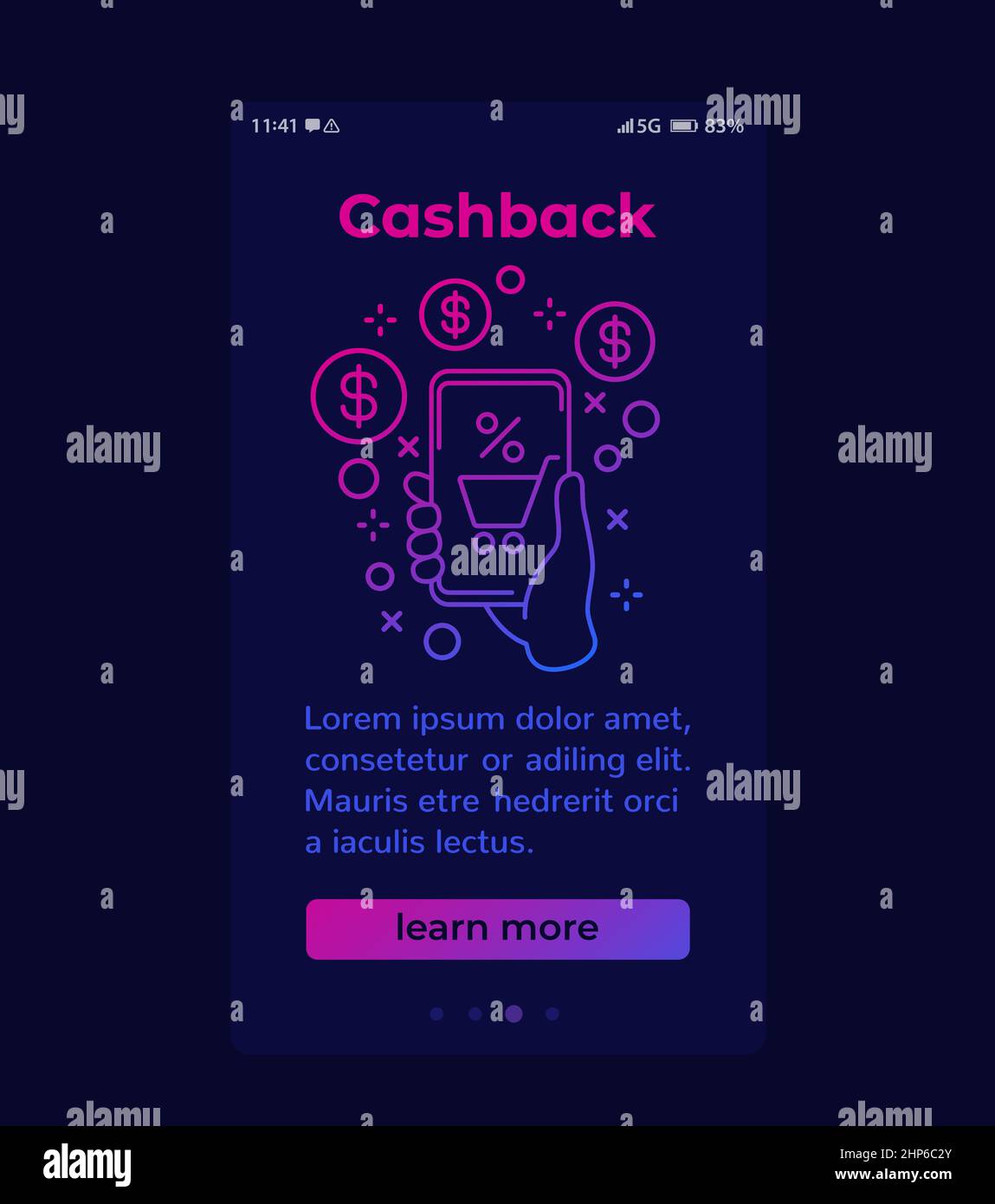 Cashback banner design with line icon, vector Stock Vector