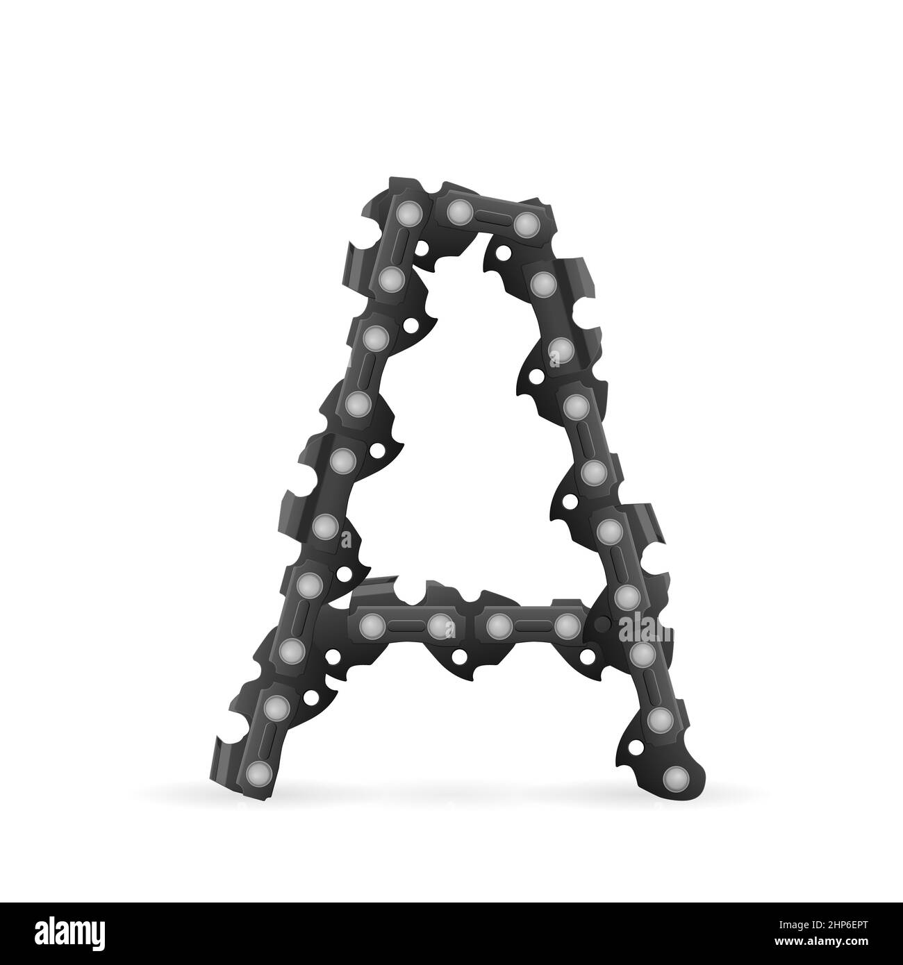 Chainsaw chain letter A on a white background. Vector illustration