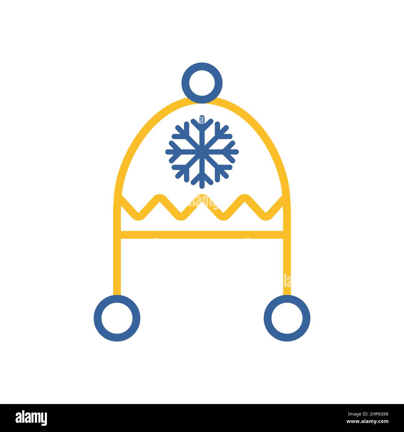 Winter hat cap with snowflake and pompom icon Stock Vector