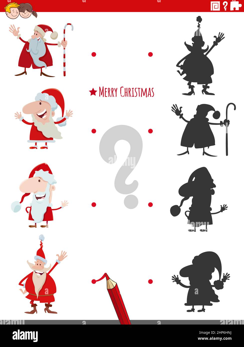 educational shadow game with cartoon Santa Claus Stock Vector Image ...