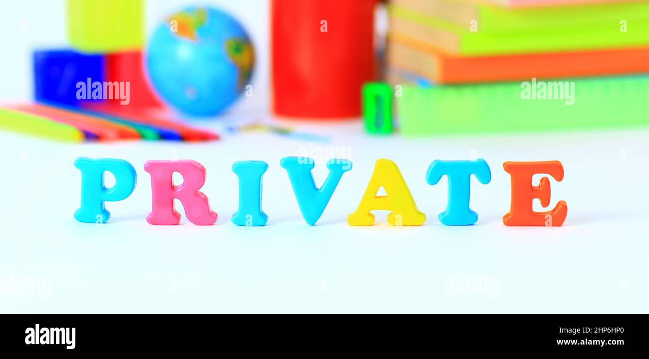 School supplies. The main word Stock Photo - Alamy