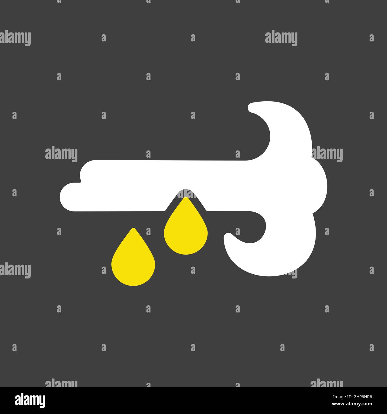 Wind rain vector flat icon on dark background. Weather sign Stock ...