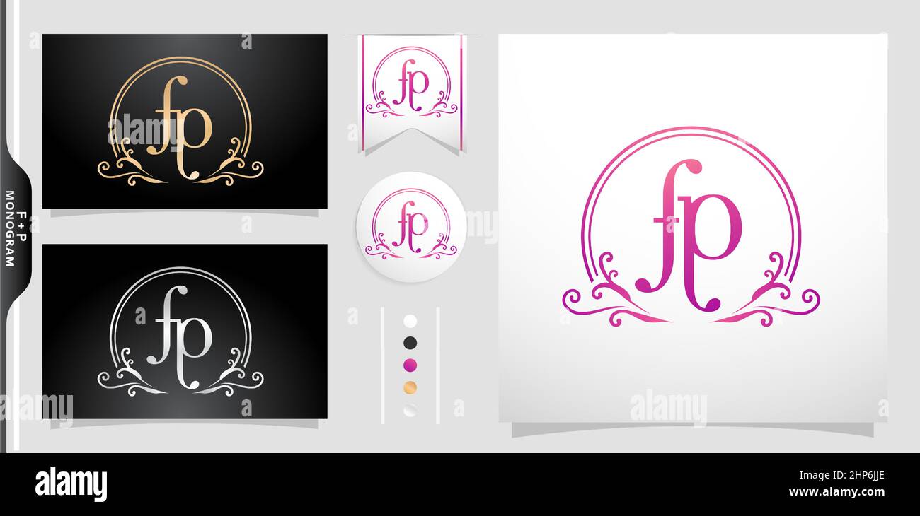 FP monogram circle frame Stock Vector