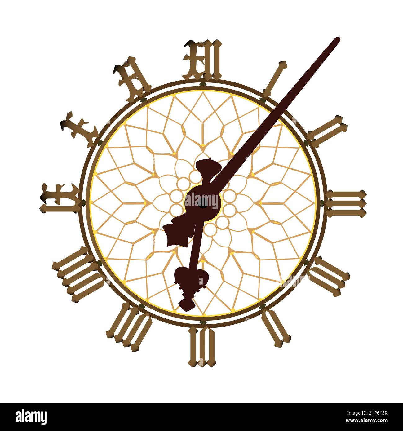 Big Ben  Clock Face  And Hands Detail Stock Vector