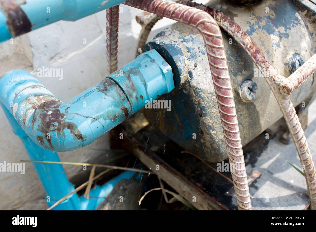 Water leak drop on the mechanical industrial valve for the water pipe