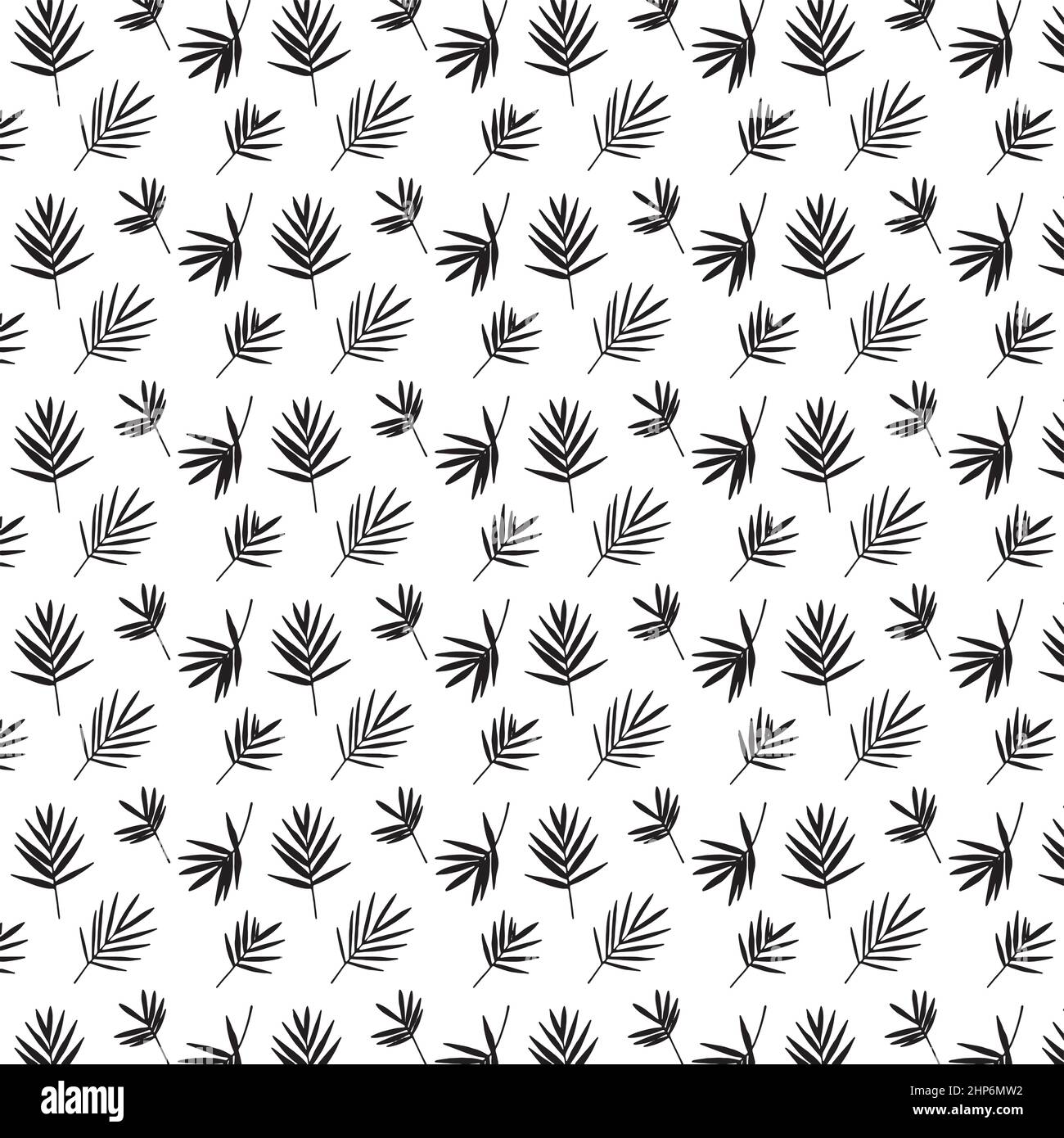 Black and white tropical palm leaves seamless pattern. Vector illustration. Stock Vector