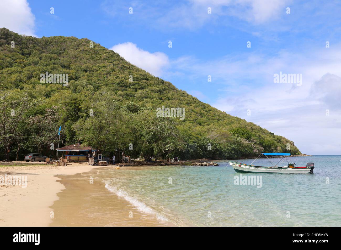 Marie's Fish Shack and Beach Bar, Reduit Beach, Rodney Bay, Gros Islet, Saint Lucia, Windward Islands, Lesser Antilles, West Indies, Caribbean Sea Stock Photo