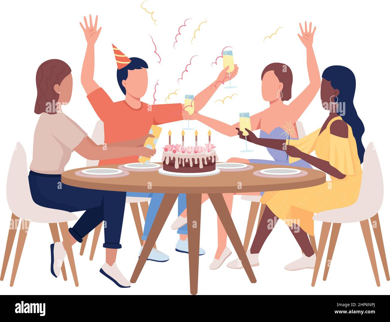 Birthday party semi flat color vector characters Stock Vector Image ...