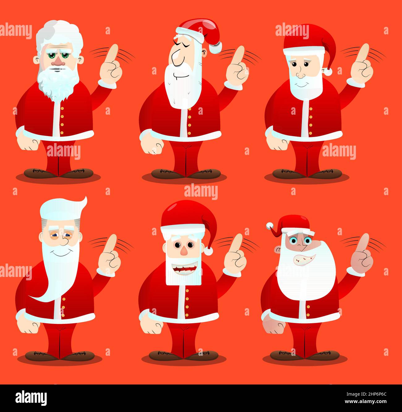 Santa Claus in his red clothes with white beard saying no with his finger. Stock Vector