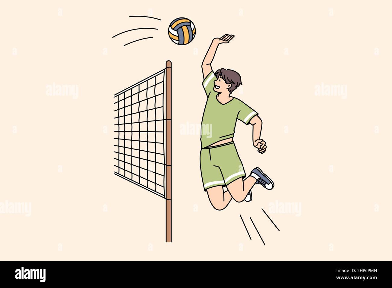 Sporty man play volleyball throw ball over net Stock Vector Image & Art Alamy