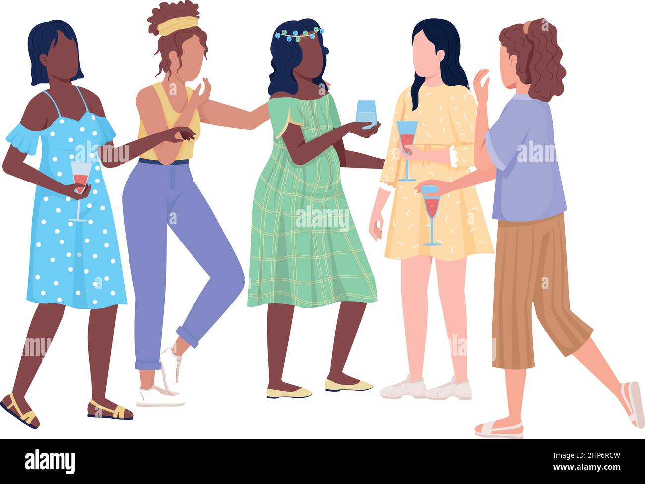 Friends chatting and having fun semi flat color vector characters Stock ...