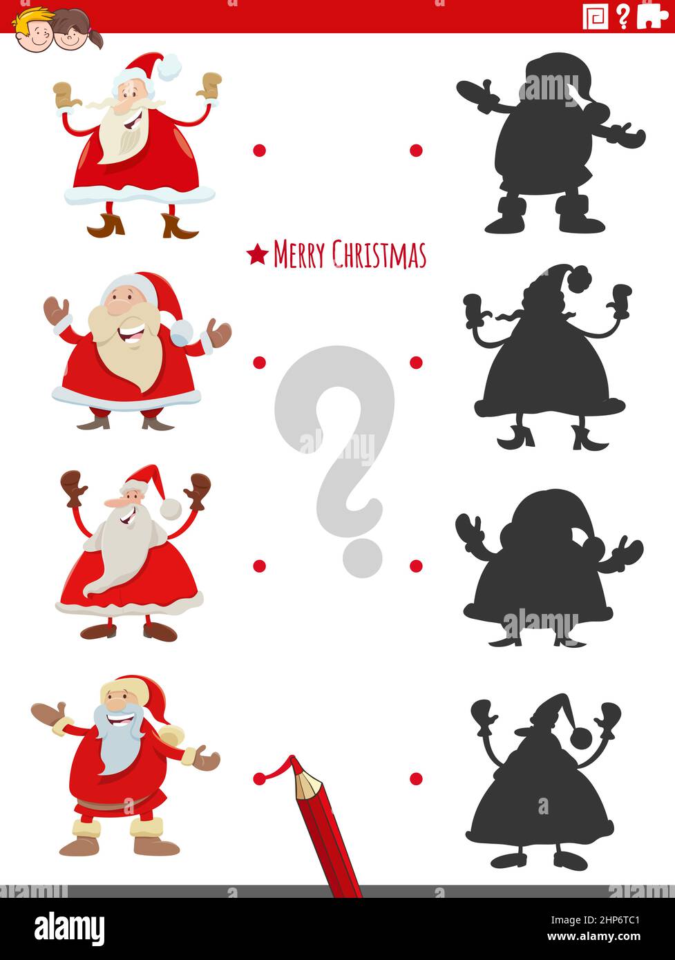 educational shadow game with cartoon Santa Claus characters Stock ...