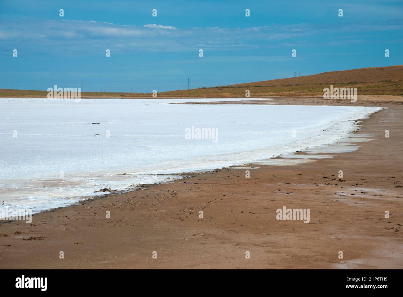 Salt lake in the steppes of Kalmykia, Russia Stock Photo