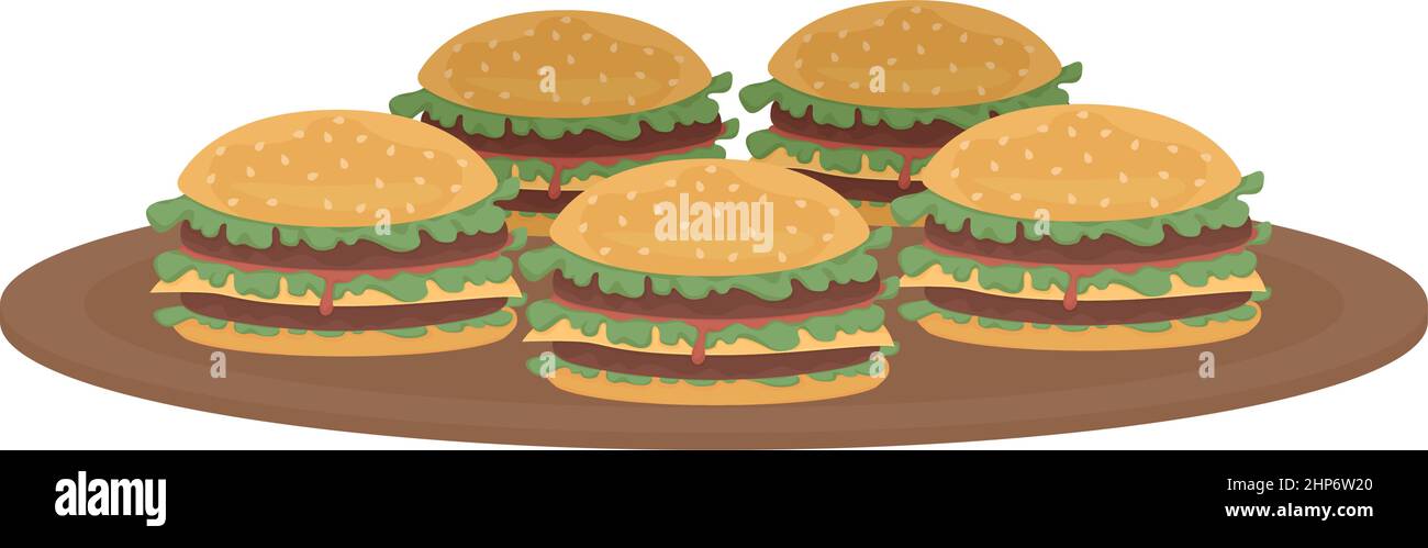 Burgers semi flat color vector object Stock Vector