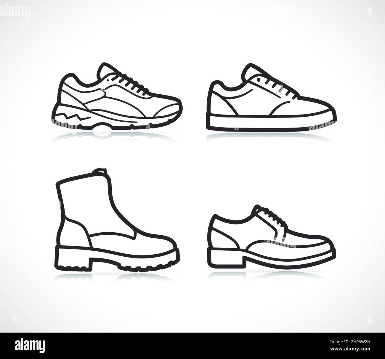 shoes thin line icon set Stock Vector