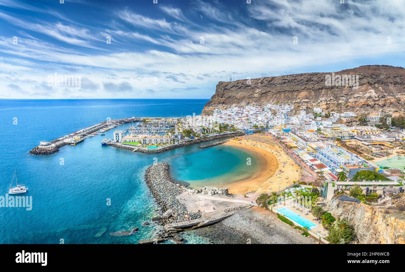 Landscape with Puerto de Mogan, Gran Canaria island, Spain Stock Photo