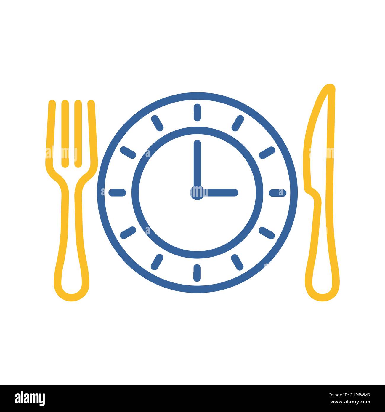 Plate with knife and fork with an icon of clock Stock Vector
