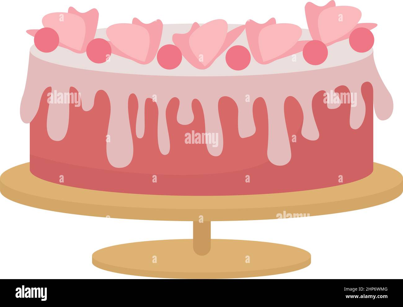 Decorated cake for party semi flat color vector object Stock Vector
