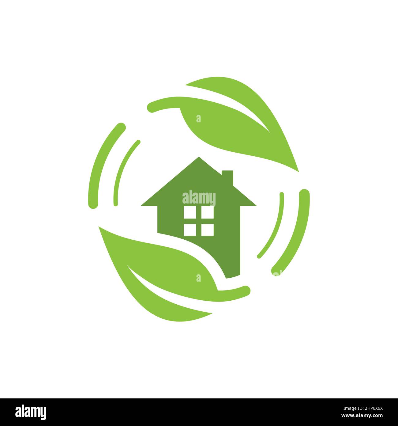 Green house with leaves vector logo icon Stock Vector