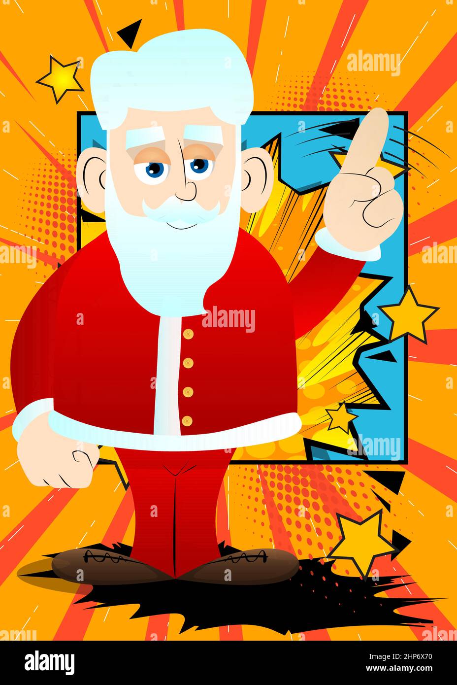 Santa Claus in his red clothes with white beard saying no with his finger. Stock Vector