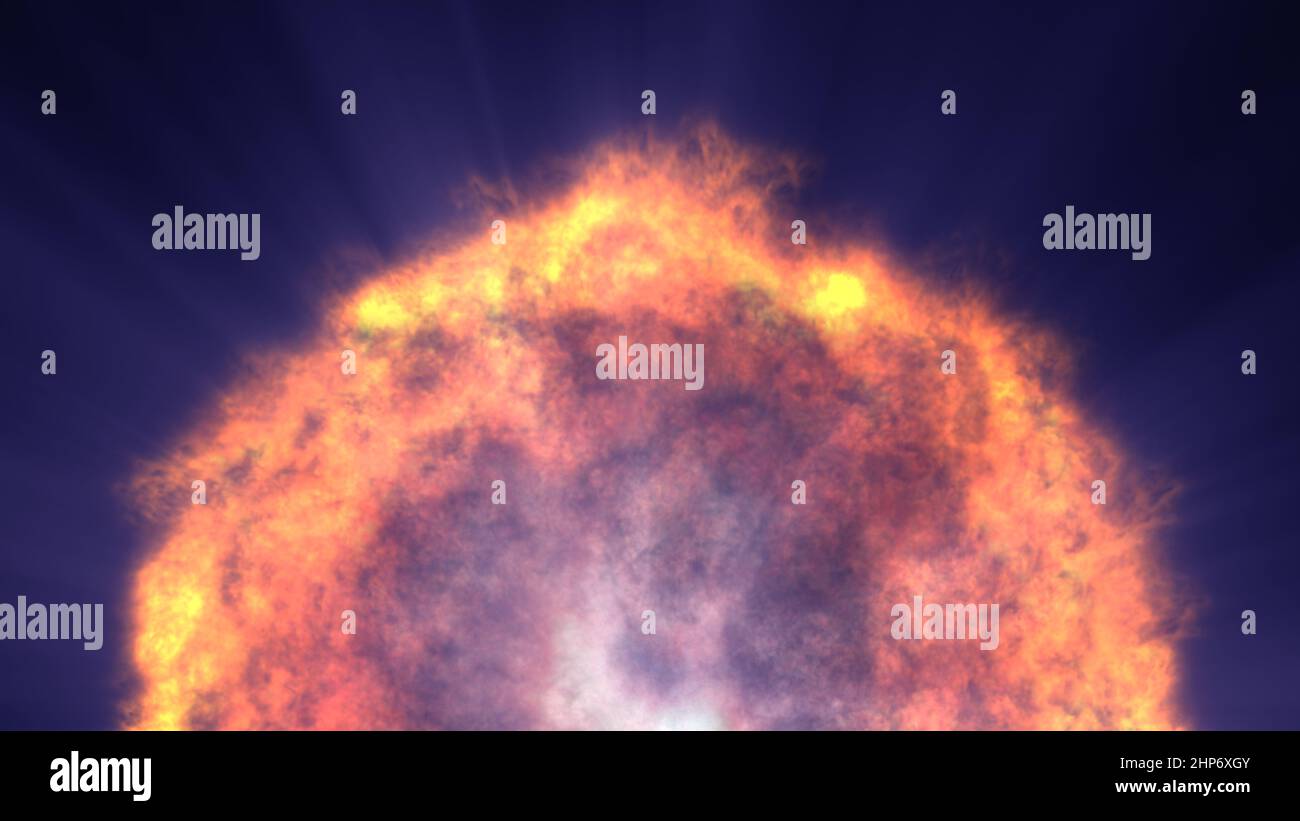 fire flame ball explosion in space, abstract illustration Stock Photo ...