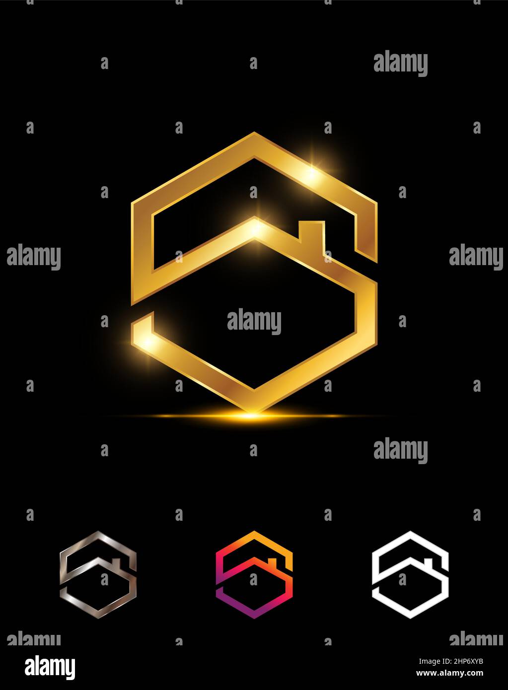 Golden Hexagon Home Monogram Letter S Icon Stock Vector Image & Art - Alamy