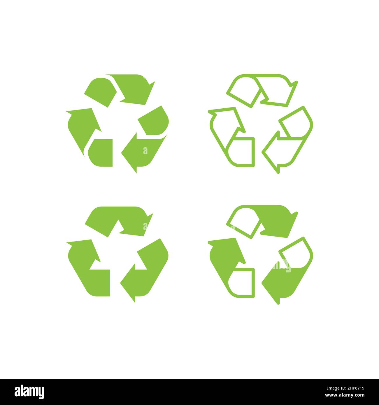 Recycled triangle arrow green vector icon set Stock Vector