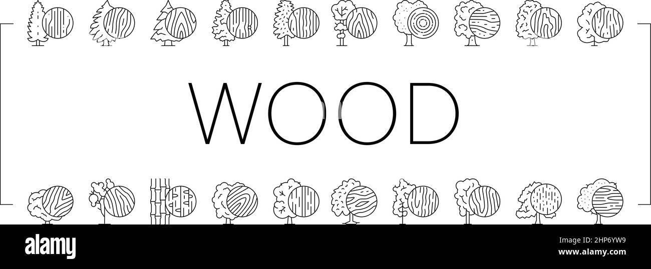 Wood Land Growth Natural Tree Icons Set Vector . Stock Vector